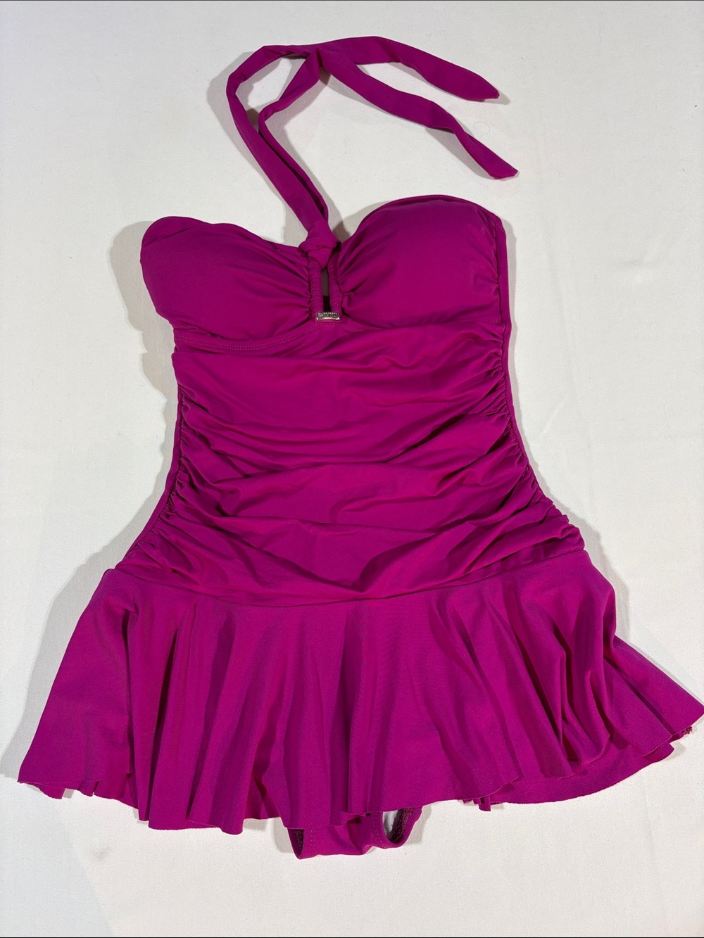 Chaps Fuchsia Halter Skirted One-Piece Swimsuit size 6